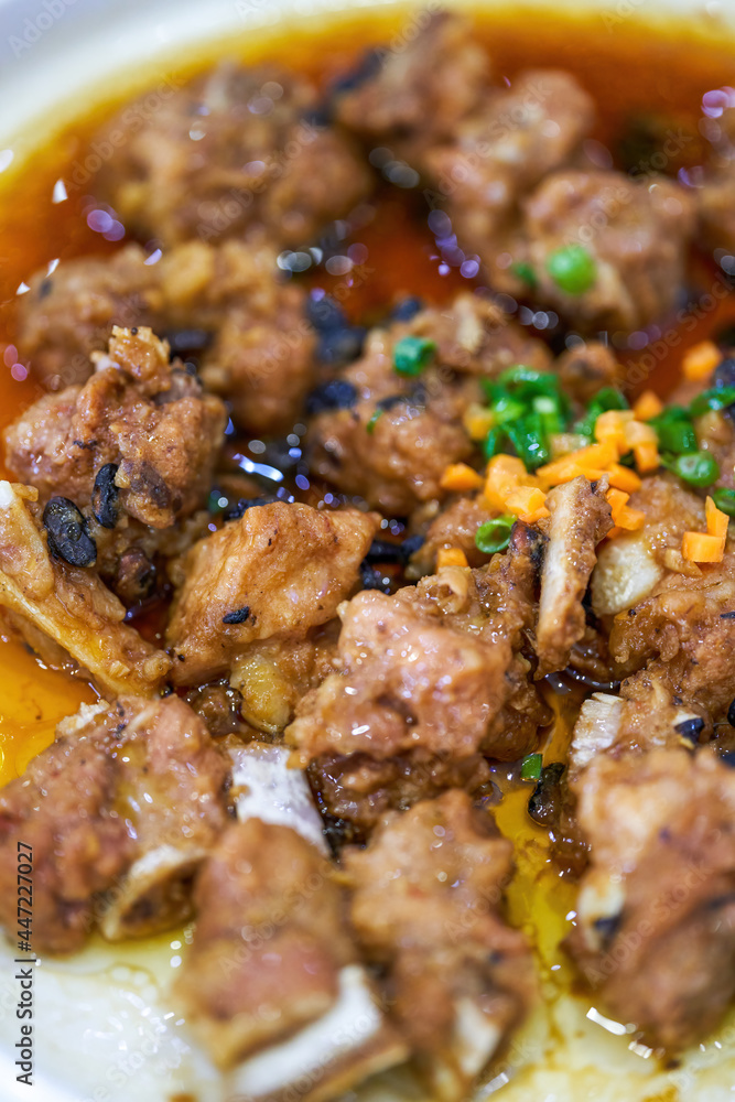 A delicious Chinese dish, steamed pork ribs with black bean sauce A delicious Chinese dish, steamed pork ribs with black bean sauce