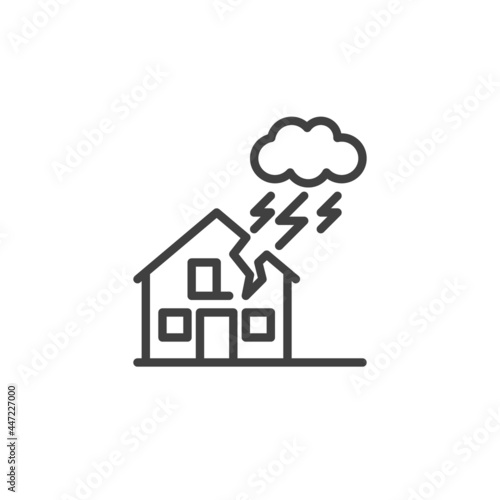 Storm damage house line icon