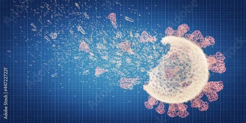 Coronavirus Covid-19 vaccine. Vaccination destroying Covid19 virus