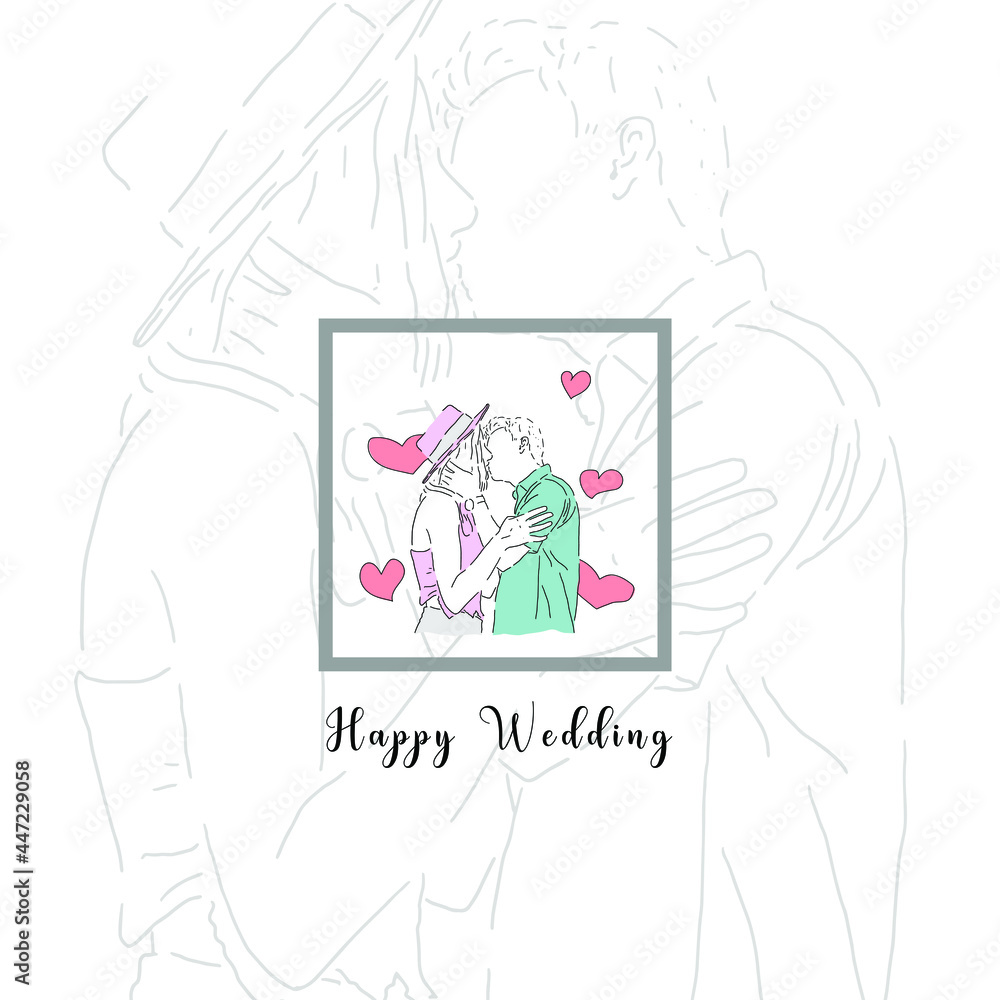 couple kissing, hand drawn style illustrator couple kissing, hand drawn style illustrator