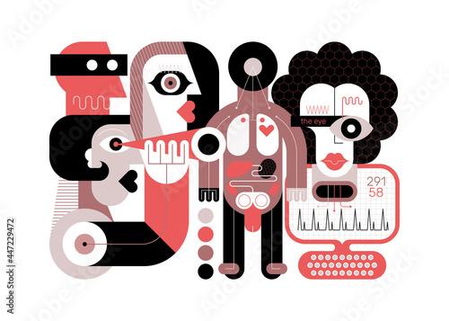 Medical Check Up Vector Illustration
The council of doctors make a medical examination of the patient. Modern art vector illustration.