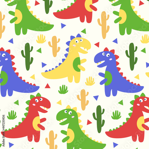 Kids print cute dinosaur. Colorfull pattern