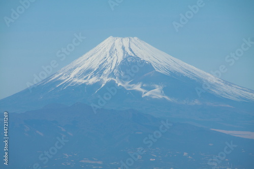 A close up view on Mt Fuji from the Izu Peninsula, Japan