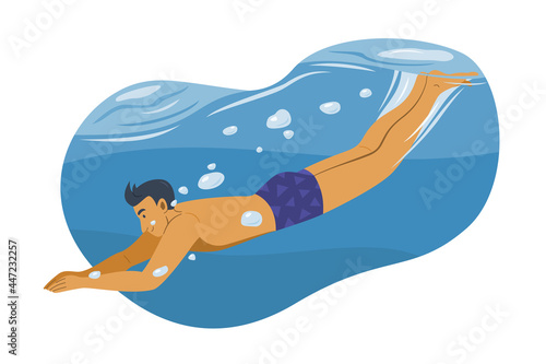 Man Enjoy Diving to Underwater on the Summer Season.