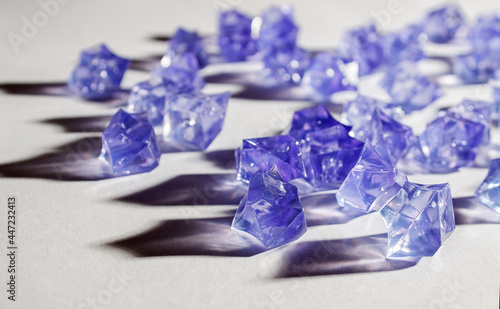 blue glass crystals on the table