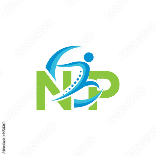 Sporty NP Logo Type Letter Design Graphic Template Element