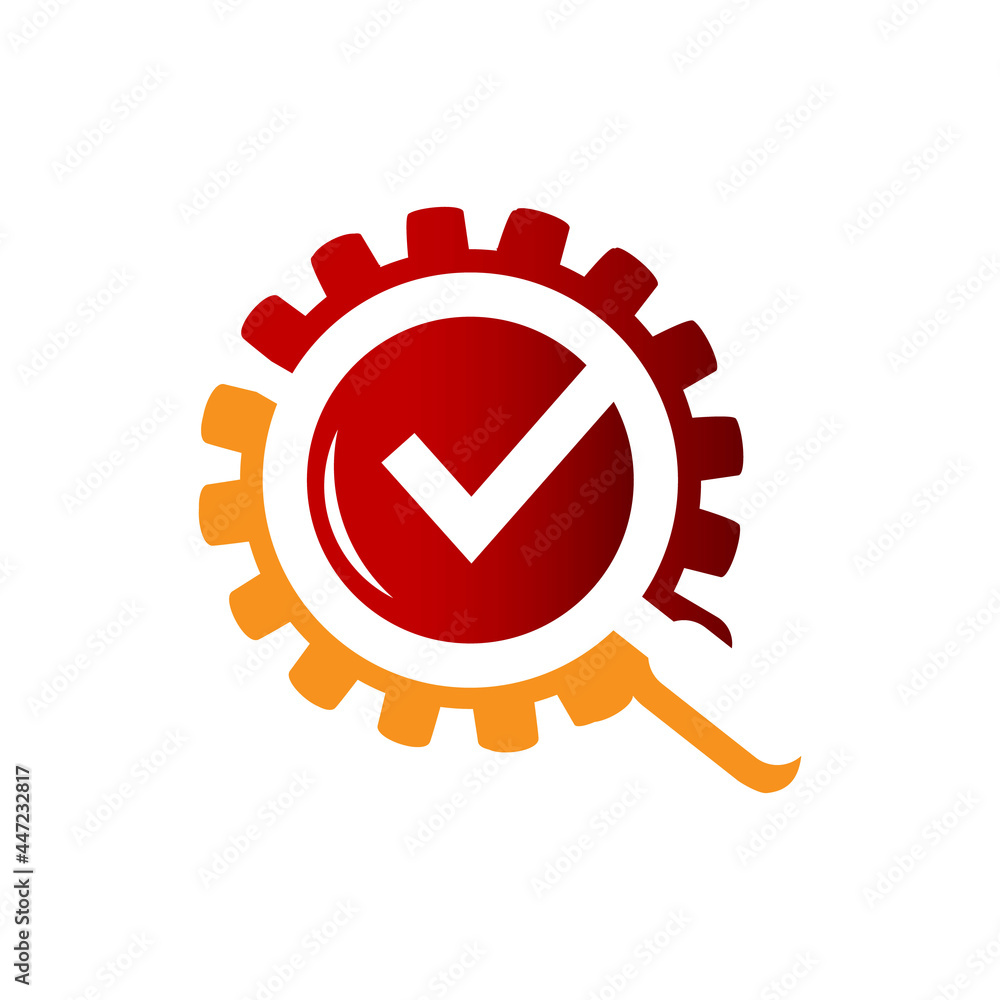 modern and creative magnifying glass with gear logo vector design icon illustration modern and creative magnifying glass with gear logo vector design icon illustration
