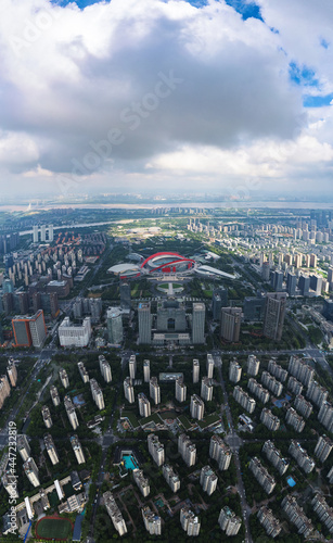 Obraz na płótnie Aerial view of modern city in Nanjing w salonie