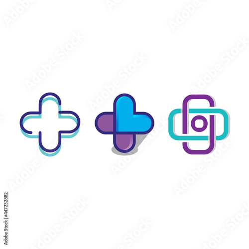 set of Health care medical logo design Pharmacy healthcare vector template illustration
