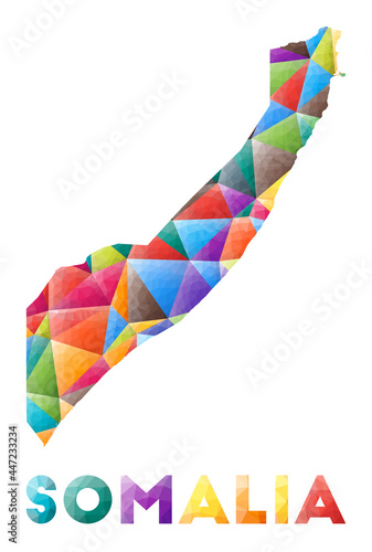 Somalia - colorful low poly country shape. Multicolor geometric triangles. Modern trendy design. Vector illustration.