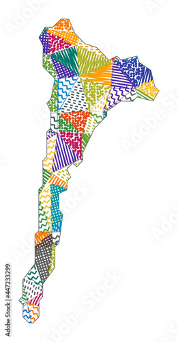 Kid-style map of Ko Samet. Hand-drawn polygons in the shape of Ko Samet. Vector illustration.