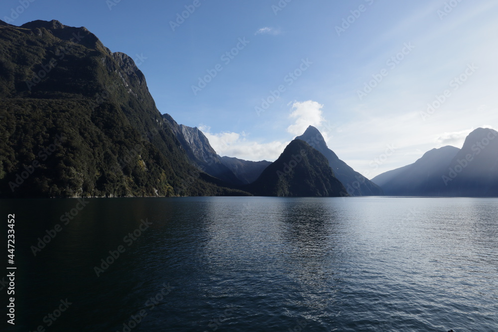 New Zealand Landscape with mountains, sky , water and trees New Zealand Landscape with mountains, sky , water and trees
