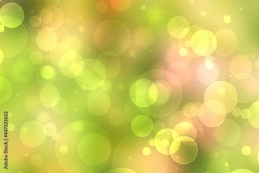 Abstract blurred fresh vivid spring summer light delicate pastel yellow pink orange green bokeh background texture with bright circular soft color lights. Beautiful backdrop illustration. Abstract blurred fresh vivid spring summer light delicate pastel yellow pink orange green bokeh background texture with bright circular soft color lights. Beautiful backdrop illustration.