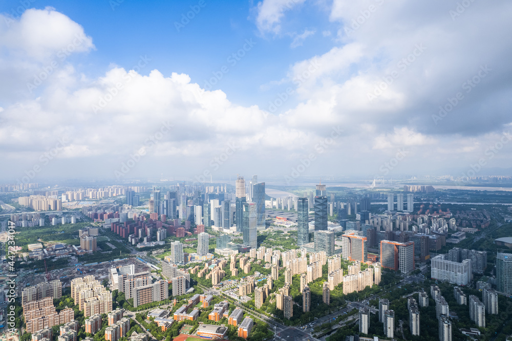 Aerial view of modern city in Nanjing