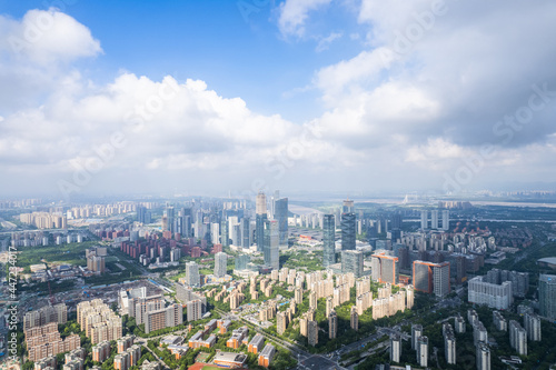 Obraz na płótnie Aerial view of modern city in Nanjing w salonie