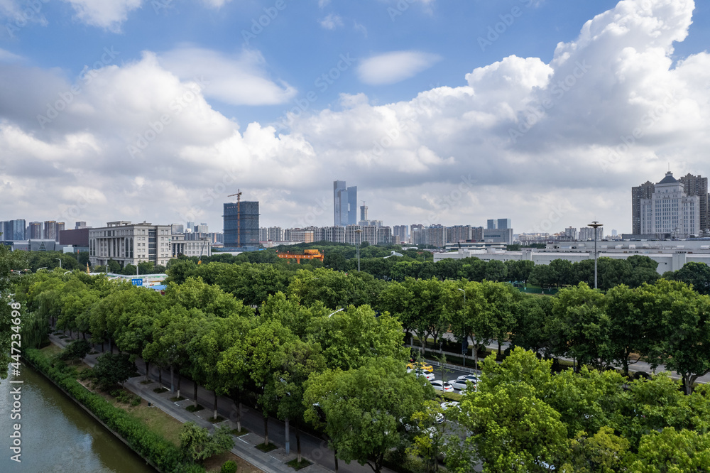 Aerial view of modern city in Nanjing
