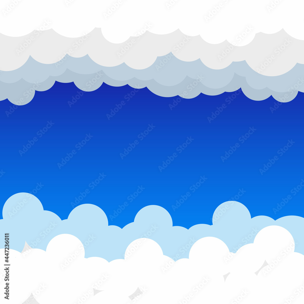 Abstract blue sky background with white clouds. Vector cloud on light blue sky abstract background.Flat.Vector illustration