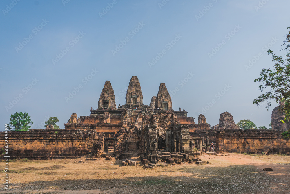 Fototapeta premium Ancient Angkor Wat Ruins Panorama. East Baray temple. Siem Reap, Cambodia