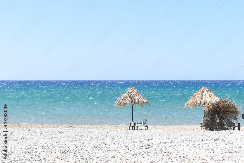 Shot on the Greek beach of Makri Gialos in southern Crete. The mediterranean Sea was quite busy that day.