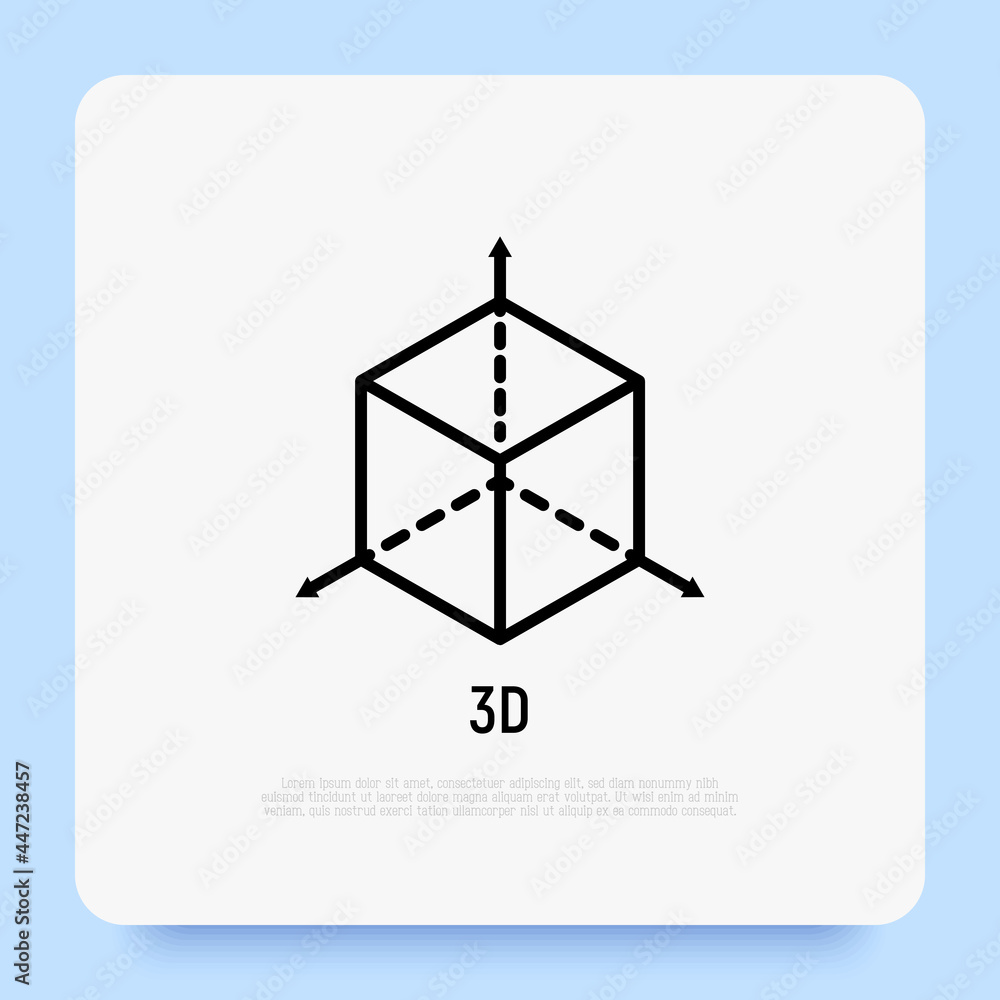 Symbol of 3D. Thin line icon. Modern vector illustration. Symbol of 3D. Thin line icon. Modern vector illustration.