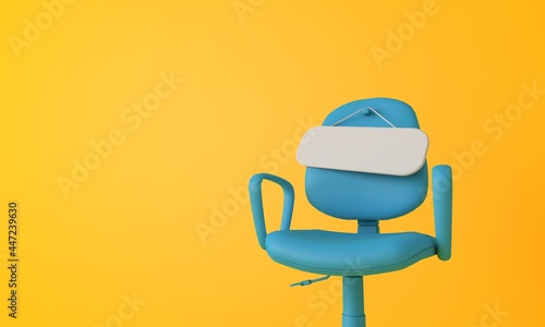 Blank sign on an empty chair. Hiring new job vacancy concept. 3D Rendering photo