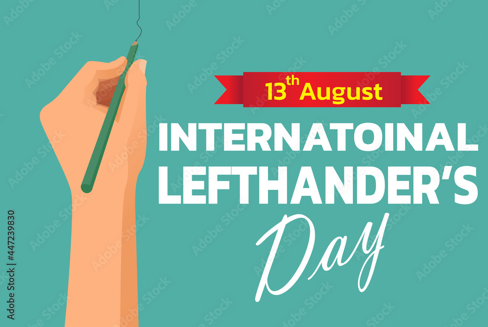Happy Lefthanders Day. Lefthanded character illustration. Vector Illustration of International