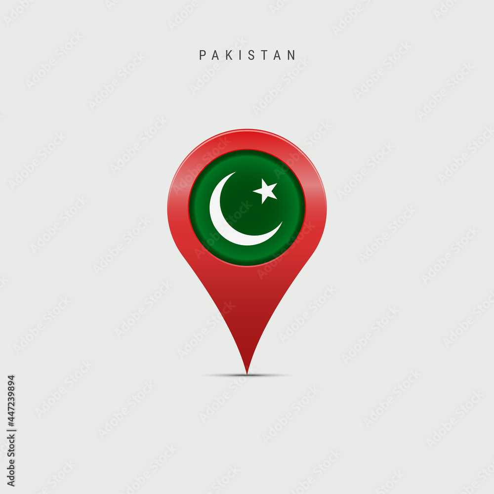 Teardrop map marker with flag of Pakistan. 3D vector illustration Teardrop map marker with flag of Pakistan. 3D vector illustration