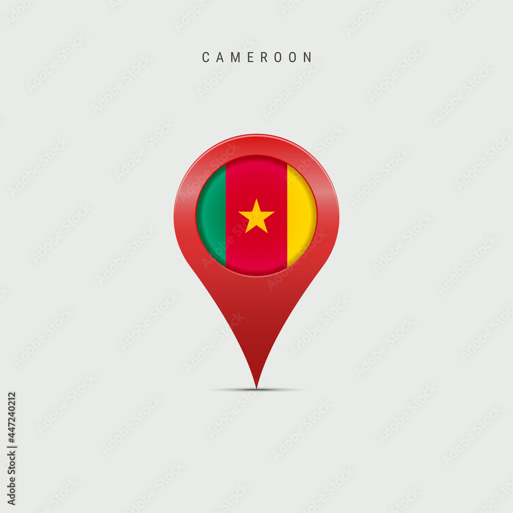 Teardrop map marker with flag of Cameroon. 3D vector illustration Teardrop map marker with flag of Cameroon. 3D vector illustration
