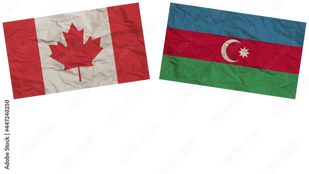 Azerbaijan and Canada Flags Together Paper Texture Effect Illustration