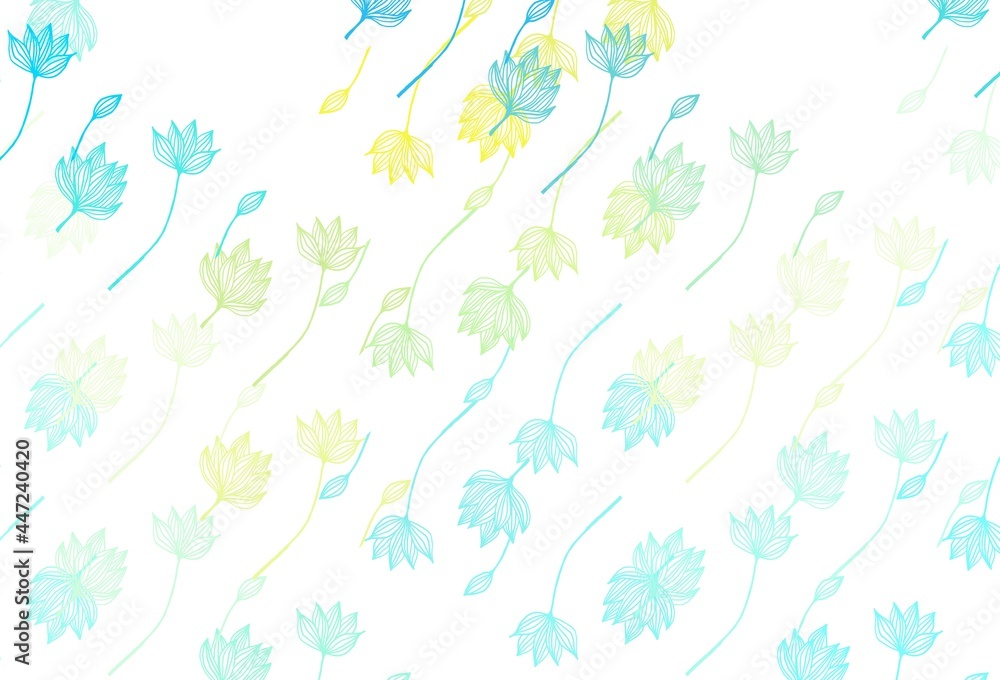 Light Blue, Yellow vector sketch template.