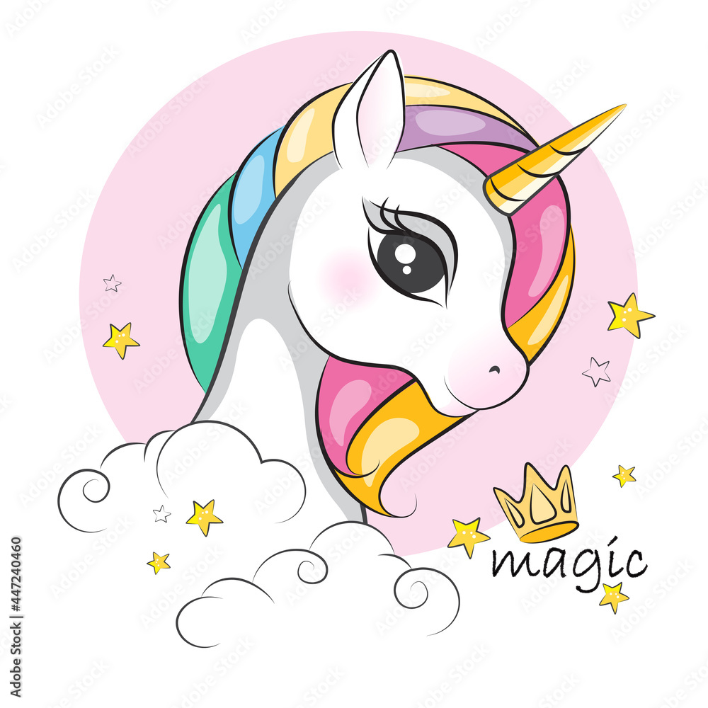 Portrait of cute unicorn .Beautiful picture for your design ...