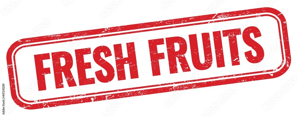 FRESH FRUITS text on red grungy stamp. FRESH FRUITS text on red grungy stamp.