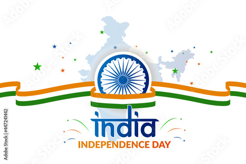 Indian Independence Day concept background with Ashoka wheel. 15th August Happy India Independence Day Flyer, Banner, poster design. Vector Illustration