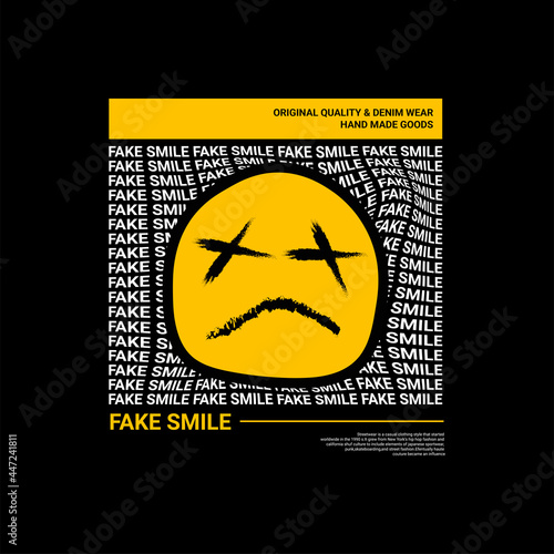 T-shirt design with fake smile on it, this design can be used for t-shirts, jackets, hoodies, clothes, street clothes and others
