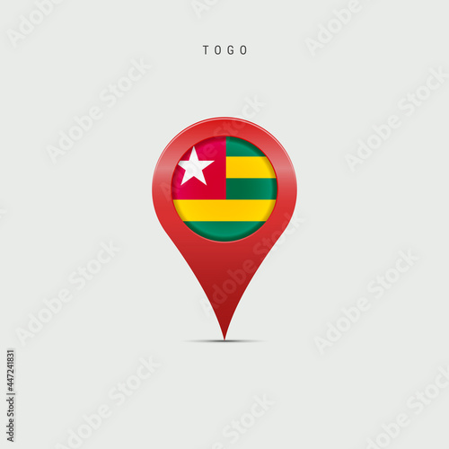 Teardrop map marker with flag of Togo. 3D vector illustration Free Download Teardrop map marker with flag of Togo. 3D vector illustration - GFXLoad