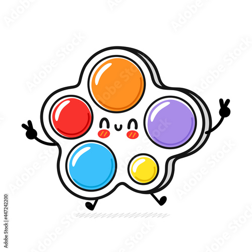 Cute funny Simple dimple fidget sensory toy. Vector hand drawn cartoon kawaii character illustration icon. Isolated on white background. Simple dimple fidget kids sensory toy doodle character concept