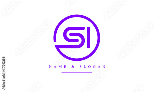 SI, IS, S, I abstract letters logo monogram