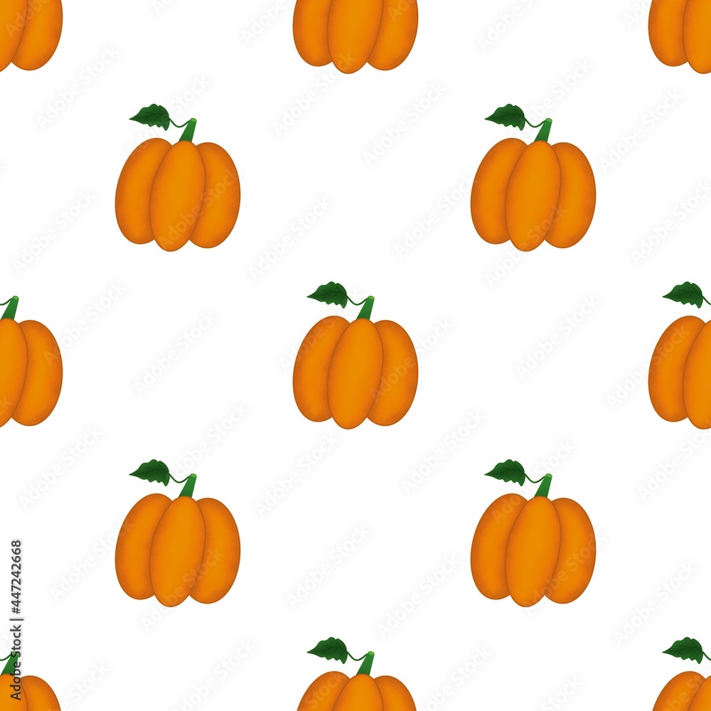 Raster orange, yellow pumpkin. Autumn elements isolated on white background. A pattern of fall elements. Raster orange, yellow pumpkin. Autumn elements isolated on white background. A pattern of fall elements.