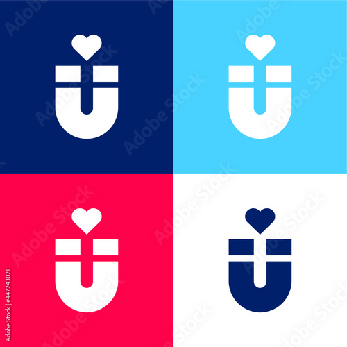 Attraction blue and red four color minimal icon set