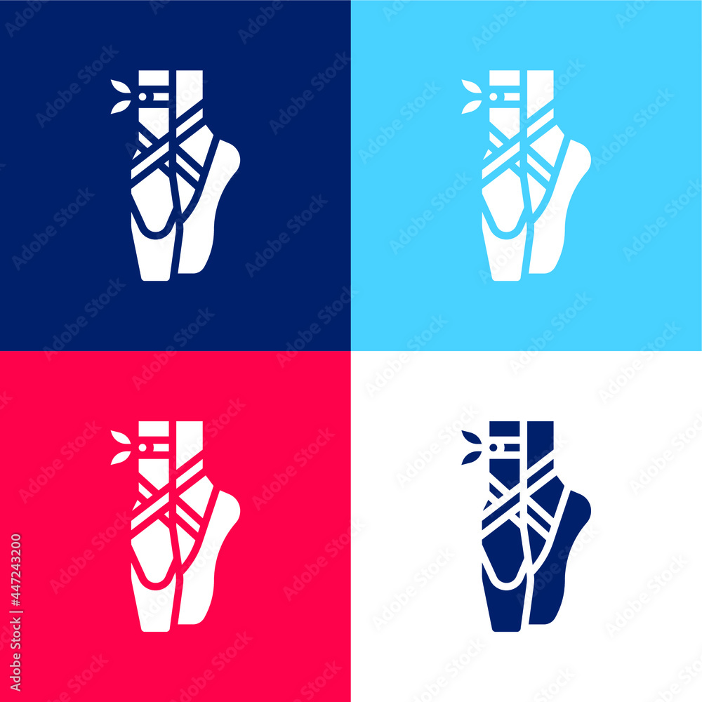 Ballet blue and red four color minimal icon set Ballet blue and red four color minimal icon set