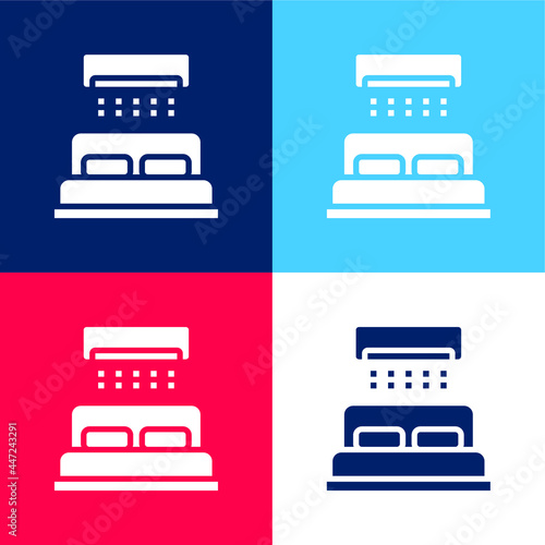 Bed blue and red four color minimal icon set