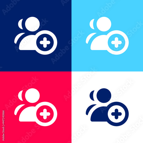 Add User blue and red four color minimal icon set
