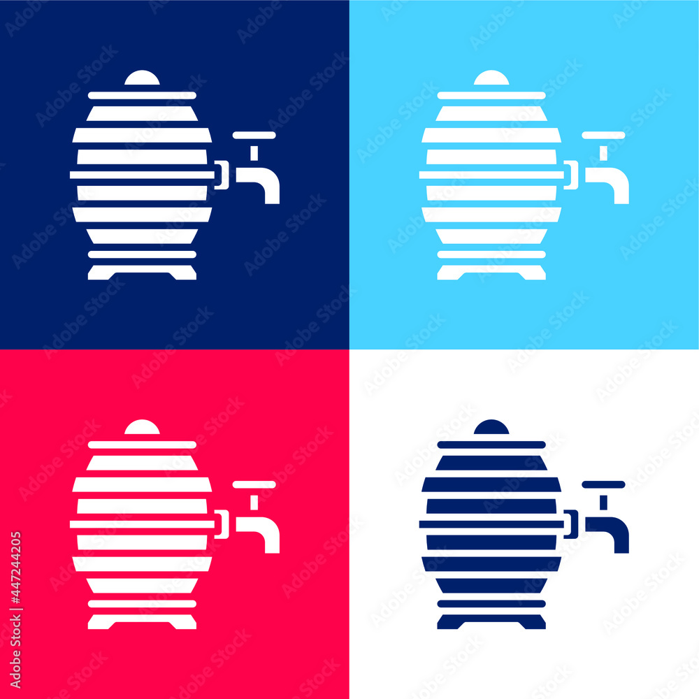 Barrel blue and red four color minimal icon set Barrel blue and red four color minimal icon set