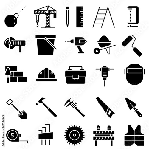 Construction tool icon vector set. repair illustration sign collection. building symbol or logo.