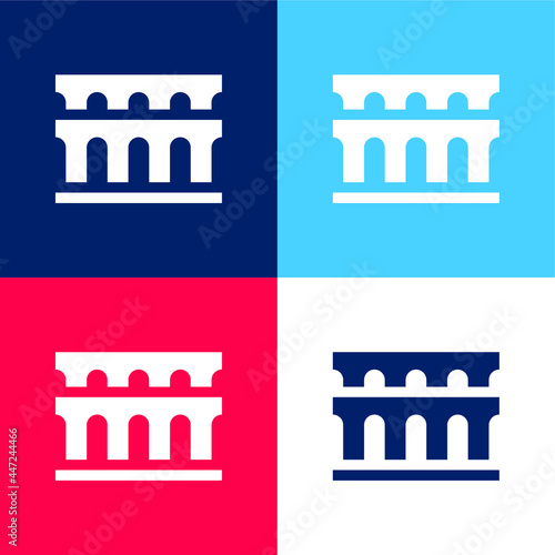 Aqueduct blue and red four color minimal icon set