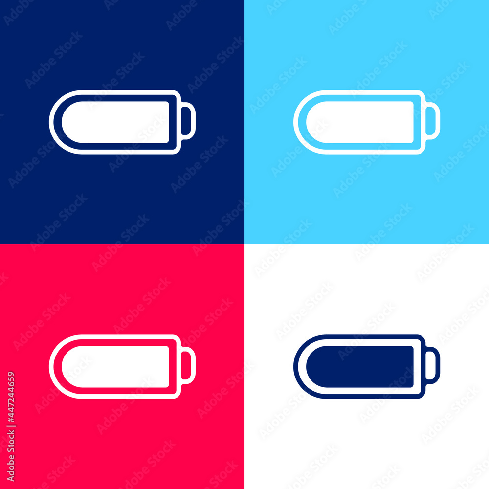 Battery With Full Charge blue and red four color minimal icon set Battery With Full Charge blue and red four color minimal icon set