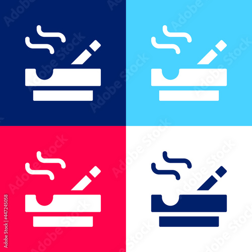 Ashtray blue and red four color minimal icon set