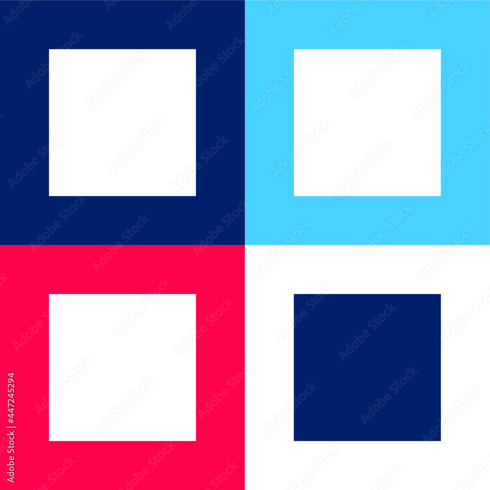 Black Square blue and red four color minimal icon set