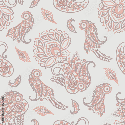 Seamless Paisley pattern in indian batik style. Floral vector illustration