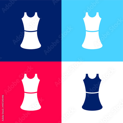 Black Female Dress blue and red four color minimal icon set